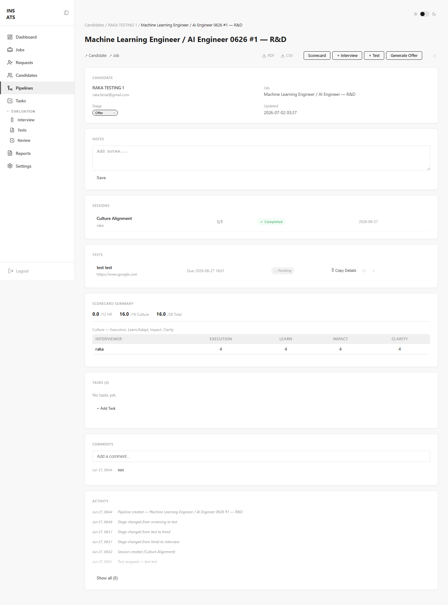 Pipeline detail dengan stage selector